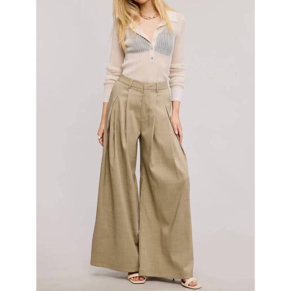 NEW FAIRE wide leg pleated trousers in sage